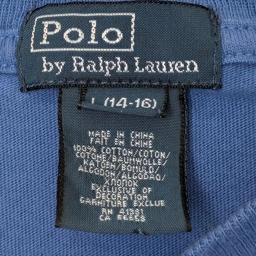 Polo Ralph Lauren Shirt Youth Large‎ 14-16 Blue Long Sleeve Embroidered Pony